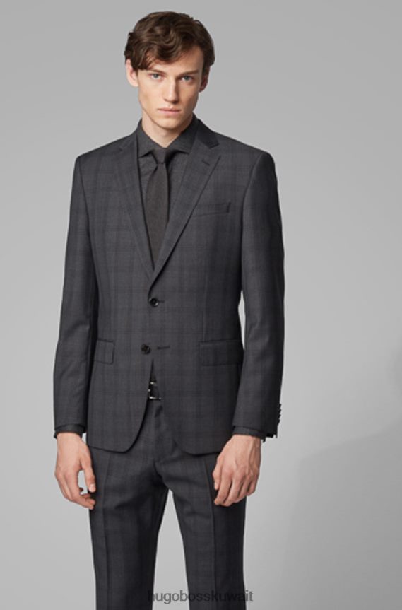 4TFNJN412 فحم Hugo Boss معطف رياضي ضخم 6 50417614 فحمي