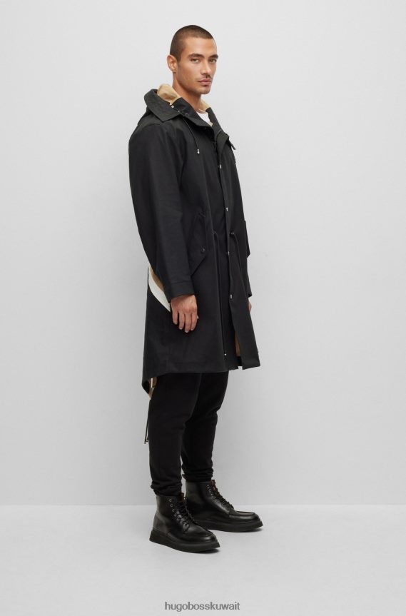 4TFNJN4131 أسود Hugo Boss سترة هوغو ذيل السمكة سوداء مع جاك الاتحاد ومفاتيح قابلة للتعديل