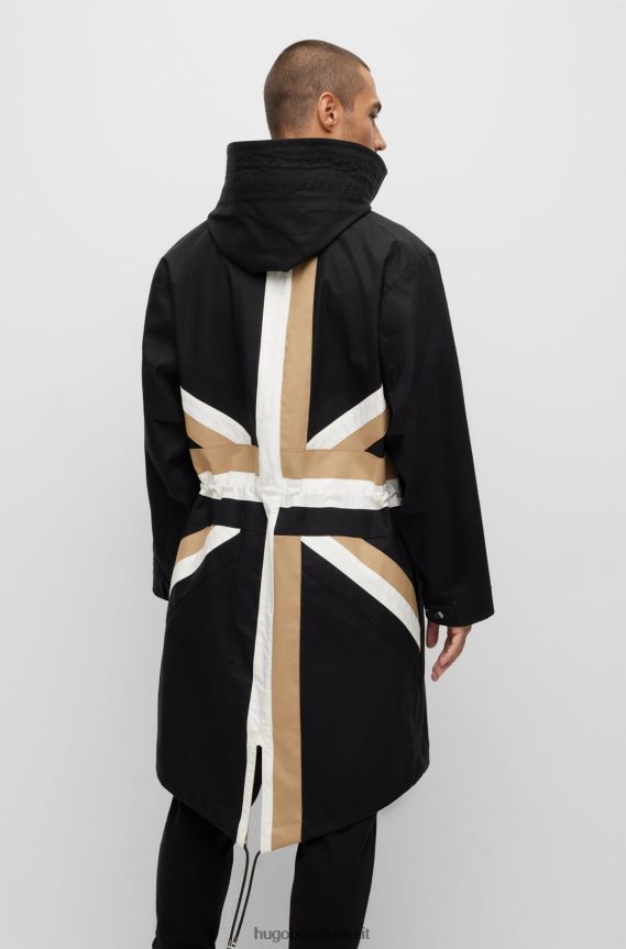 4TFNJN4131 أسود Hugo Boss سترة هوغو ذيل السمكة سوداء مع جاك الاتحاد ومفاتيح قابلة للتعديل