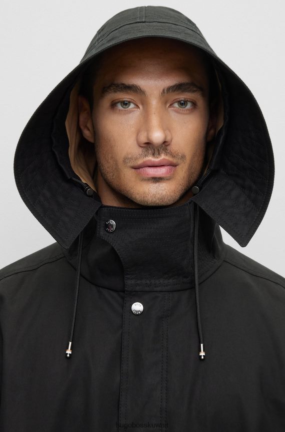 4TFNJN4131 أسود Hugo Boss سترة هوغو ذيل السمكة سوداء مع جاك الاتحاد ومفاتيح قابلة للتعديل