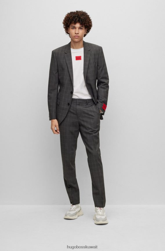 4TFNJN4140 رمادي Hugo Boss بدلة ضيقة من مزيج الصوف باللون الرمادي من هوغو