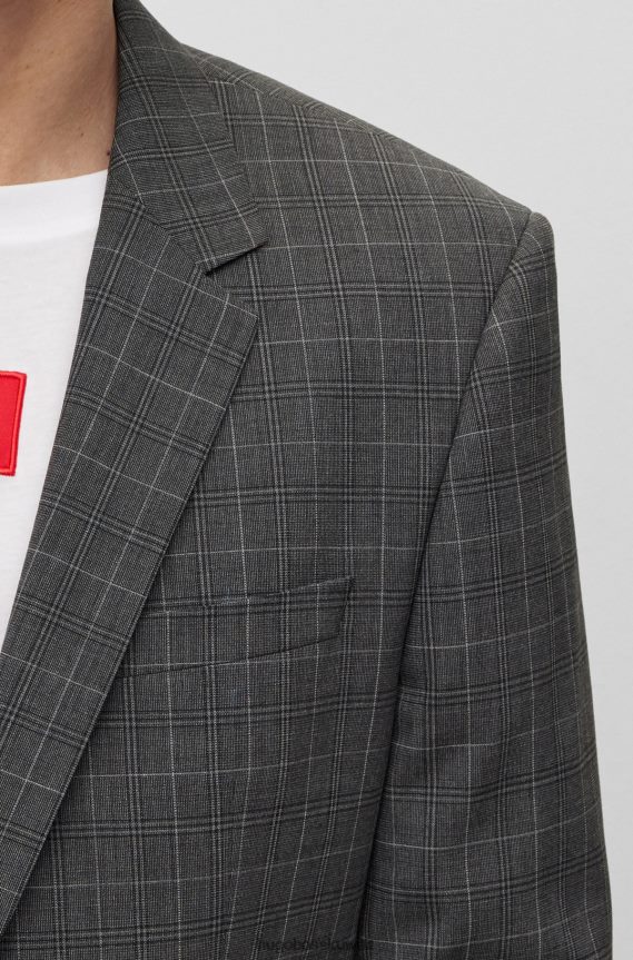 4TFNJN4140 رمادي Hugo Boss بدلة ضيقة من مزيج الصوف باللون الرمادي من هوغو