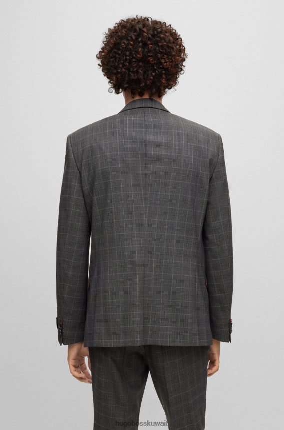 4TFNJN4140 رمادي Hugo Boss بدلة ضيقة من مزيج الصوف باللون الرمادي من هوغو