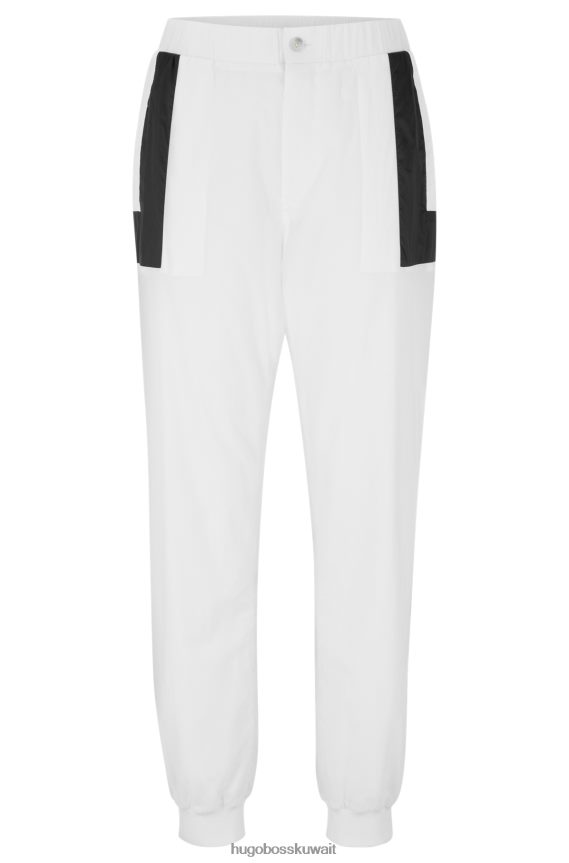 4TFNJN4145 أبيض Hugo Boss قطعة سفلية رياضية مريحة من Hugo مع إضافات متباينة باللون الأبيض