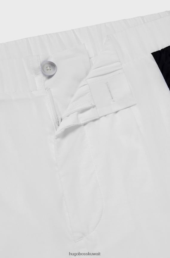 4TFNJN4145 أبيض Hugo Boss قطعة سفلية رياضية مريحة من Hugo مع إضافات متباينة باللون الأبيض