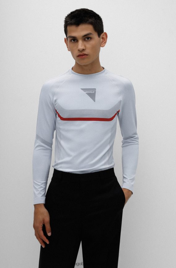 4TFNJN4150 أبيض Hugo Boss سويت شيرت هوغو أبيض فائق النحافة وقابل للتمدد مع شعار كبسولة