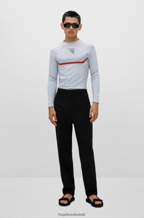 4TFNJN4150 أبيض Hugo Boss سويت شيرت هوغو أبيض فائق النحافة وقابل للتمدد مع شعار كبسولة