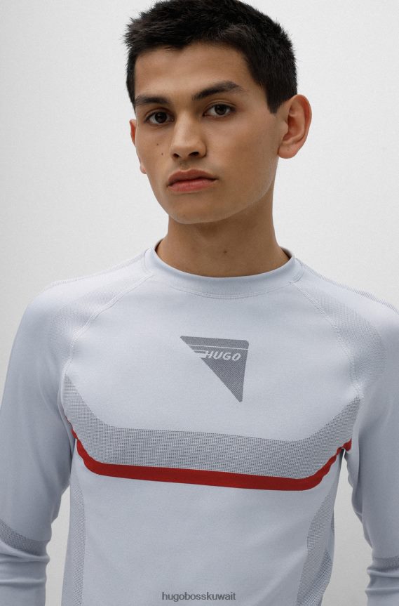 4TFNJN4150 أبيض Hugo Boss سويت شيرت هوغو أبيض فائق النحافة وقابل للتمدد مع شعار كبسولة