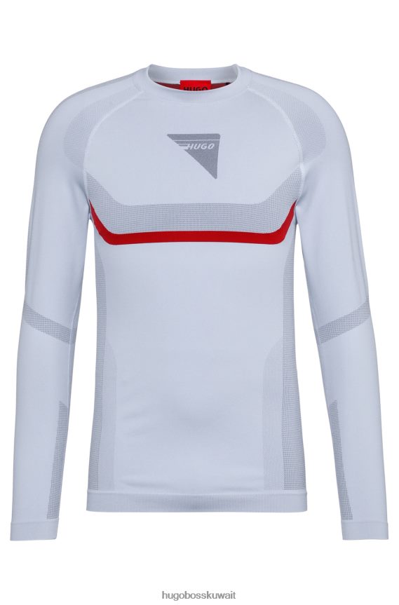 4TFNJN4150 أبيض Hugo Boss سويت شيرت هوغو أبيض فائق النحافة وقابل للتمدد مع شعار كبسولة