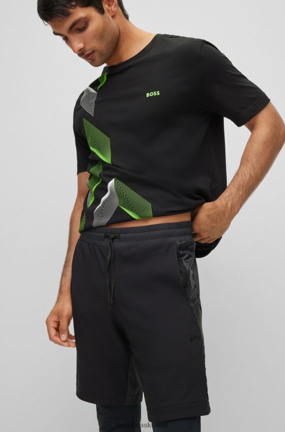 4TFNJN4154 أسود Hugo Boss طماق الجري ذات المقاس النحيف مع شورت مدمج باللون الأسود
