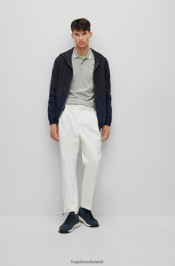 4TFNJN4155 أزرق غامق Hugo Boss هودي هوغو بسحاب باللون الأزرق الداكن، بمقاس عادي، مصنوع من مواد مختلطة