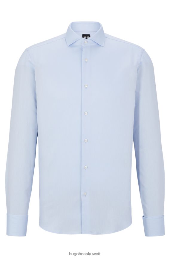 4TFNJN4164 أزرق فاتح Hugo Boss قميص بقصة عادية مصنوع من القطن العضوي ذو البنية الدقيقة باللون الأزرق الفاتح