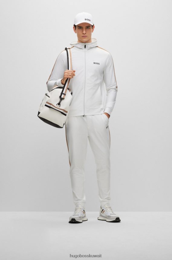 4TFNJN4167 أبيض Hugo Boss قطعة سفلية رياضية بيضاء من Hugo مصنوعة من قماش نشط ومطاط مع خطوط جانبية