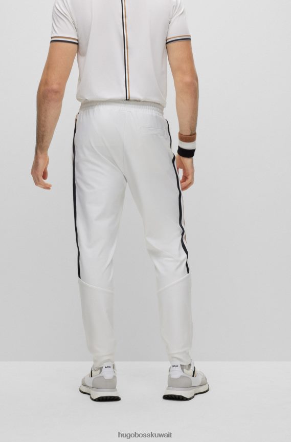 4TFNJN4167 أبيض Hugo Boss قطعة سفلية رياضية بيضاء من Hugo مصنوعة من قماش نشط ومطاط مع خطوط جانبية