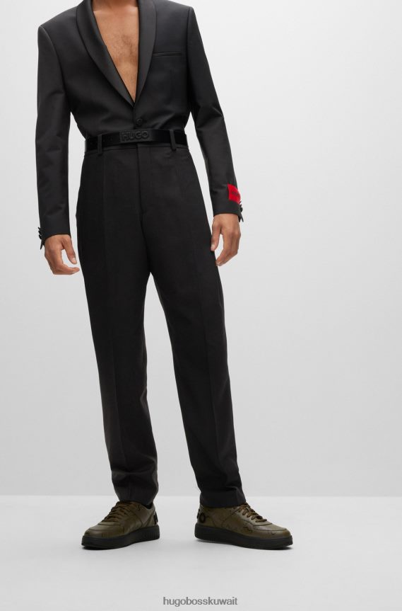 4TFNJN4192 أسود Hugo Boss بنطلون هوغو أسود مريح من مزيج الصوف المطاطي عالي الأداء