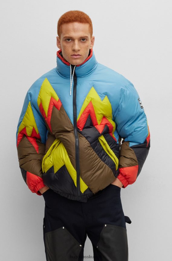 4TFNJN4193 أزرق Hugo Boss × جاكيت بسحاب مقاوم للماء من فيبس