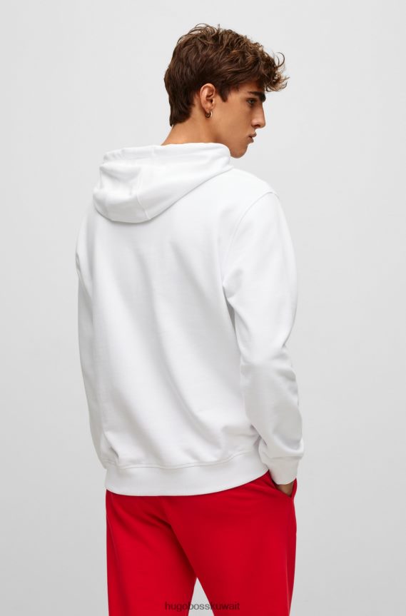 4TFNJN4208 أبيض Hugo Boss هودي أبيض بطبعة شعار هوغو من تيري الفرنسي