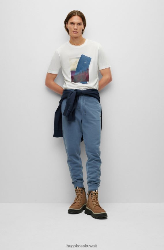 4TFNJN4214 أزرق Hugo Boss بنطال رياضي مريح مصنوع من قطن تيري الفرنسي باللون الأزرق