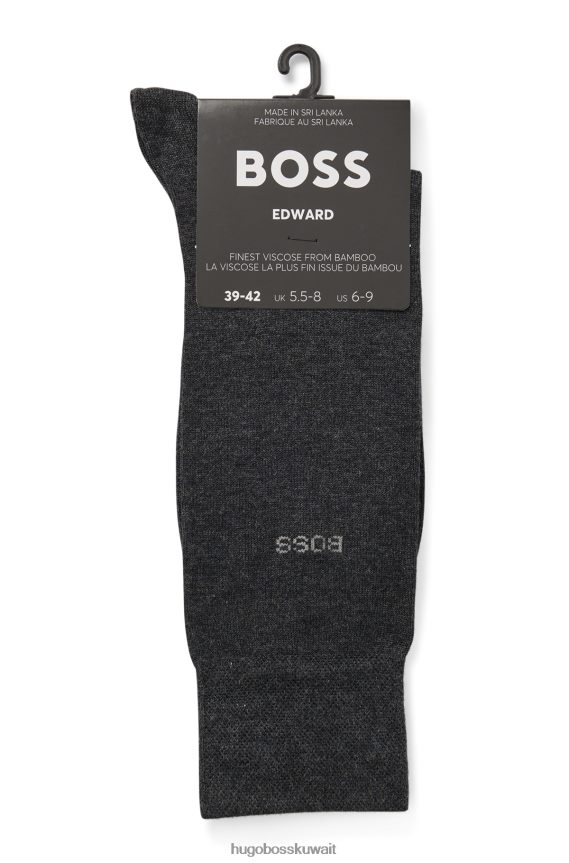 4TFNJN4222 الرمادي الداكن Hugo Boss جوارب Hugo باللون الرمادي الداكن بطول عادي مع لمسة نهائية مضادة للبكتيريا