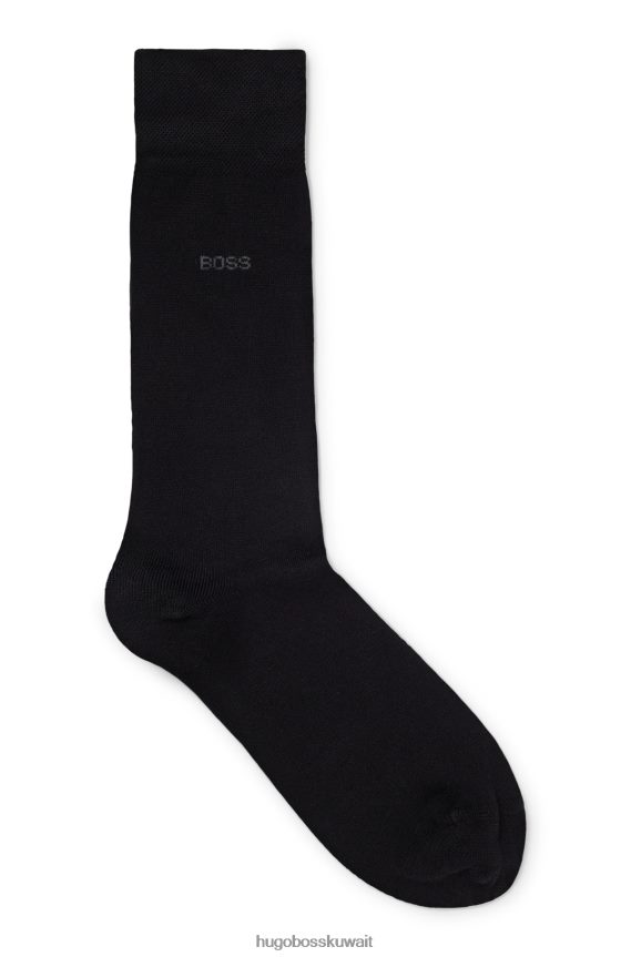 4TFNJN4223 أسود Hugo Boss جوارب Hugo ذات الطول العادي مع لمسة نهائية مضادة للبكتيريا باللون الأسود