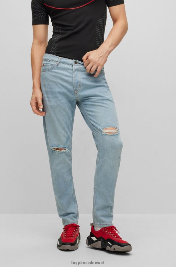4TFNJN4229 أزرق فاتح Hugo Boss هوغو جينز أزرق فاتح مدبب من قماش الدنيم الأزرق المتعثر