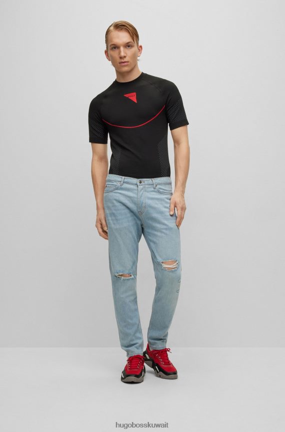 4TFNJN4229 أزرق فاتح Hugo Boss هوغو جينز أزرق فاتح مدبب من قماش الدنيم الأزرق المتعثر