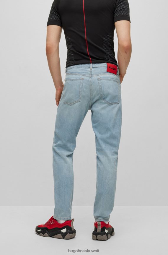 4TFNJN4229 أزرق فاتح Hugo Boss هوغو جينز أزرق فاتح مدبب من قماش الدنيم الأزرق المتعثر
