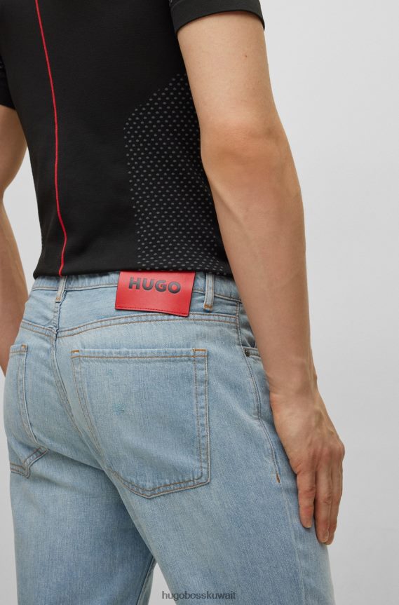 4TFNJN4229 أزرق فاتح Hugo Boss هوغو جينز أزرق فاتح مدبب من قماش الدنيم الأزرق المتعثر