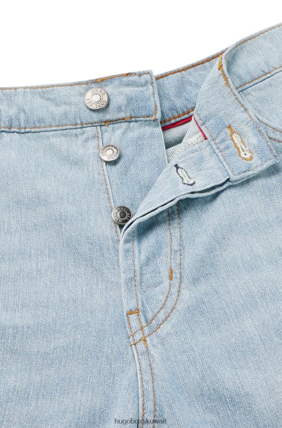 4TFNJN4229 أزرق فاتح Hugo Boss هوغو جينز أزرق فاتح مدبب من قماش الدنيم الأزرق المتعثر