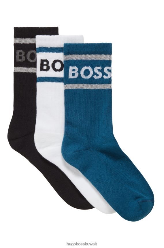 4TFNJN4235 منقوشة Hugo Boss Hugo - حزمة من ثلاثة جوارب قصيرة بخطوط وشعار