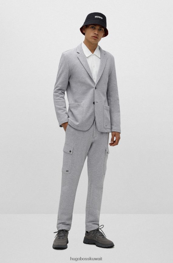 4TFNJN4239 أبيض Hugo Boss قميص بقصّة ضيّقة من قطن الجيرسيه بيكيه هوغو باللون الأبيض