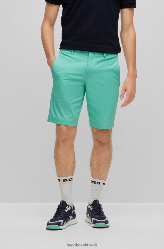 4TFNJN4245 الفيروز Hugo Boss شورت بقصة ضيقة مصنوع من مزيج القطن العضوي باللون الفيروزي