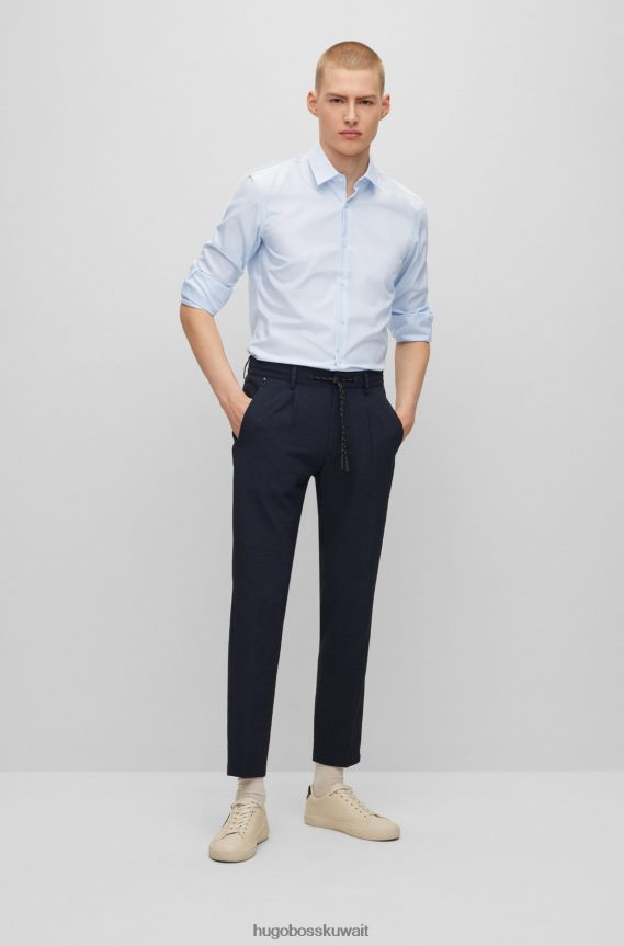4TFNJN4247 أزرق فاتح Hugo Boss قميص Hugo ذو قصة ضيقة باللون الأزرق الفاتح مصنوع من القطن المنظم عالي الأداء