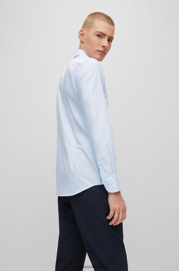 4TFNJN4247 أزرق فاتح Hugo Boss قميص Hugo ذو قصة ضيقة باللون الأزرق الفاتح مصنوع من القطن المنظم عالي الأداء