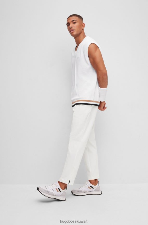 4TFNJN4255 أبيض Hugo Boss بنطال بقصّة مدببة x Matteo Berrettini من مزيج القطن