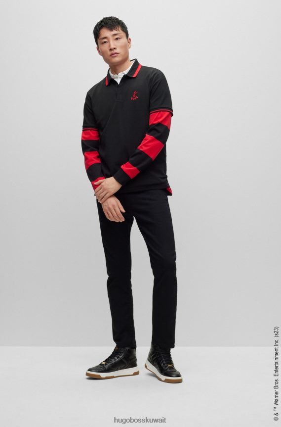 4TFNJN4257 أسود Hugo Boss قميص بولو لوني تونز × هوغو من قطن بيكيه ©