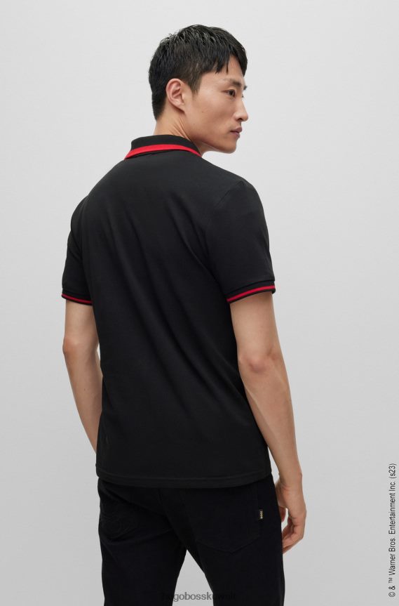 4TFNJN4257 أسود Hugo Boss قميص بولو لوني تونز × هوغو من قطن بيكيه ©