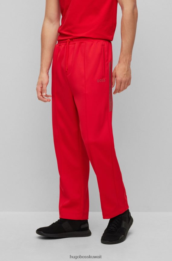 4TFNJN4265 أحمر Hugo Boss قطعة سفلية من بدلة رياضية متشابكة باللون الأحمر مع تفاصيل من حجر الراين