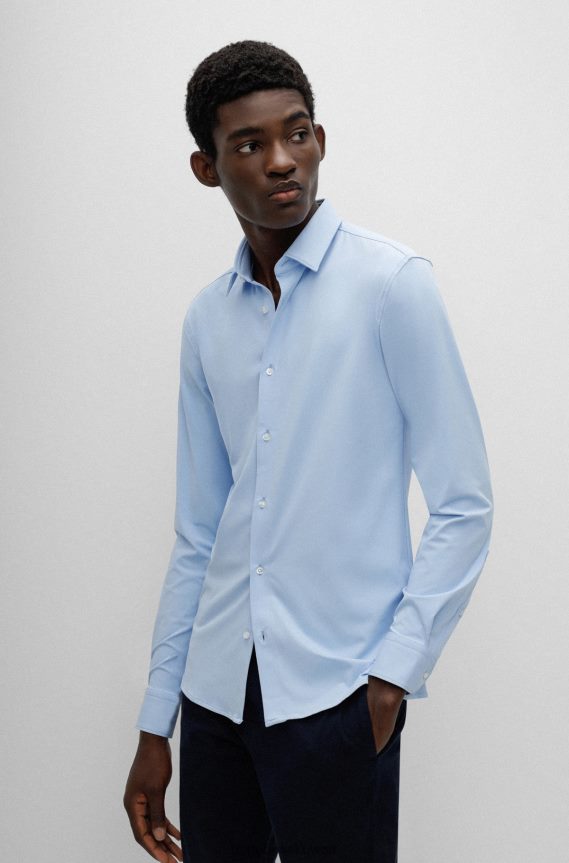 4TFNJN4284 أزرق فاتح Hugo Boss قميص أزرق فاتح بقصّة ضيّقة للغاية مصنوع من جيرسي هوغو عالي الأداء