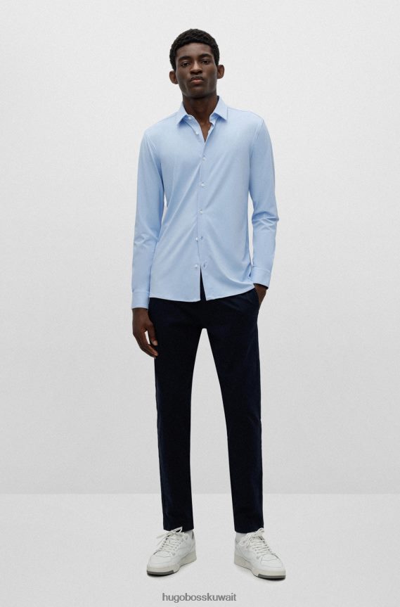 4TFNJN4284 أزرق فاتح Hugo Boss قميص أزرق فاتح بقصّة ضيّقة للغاية مصنوع من جيرسي هوغو عالي الأداء