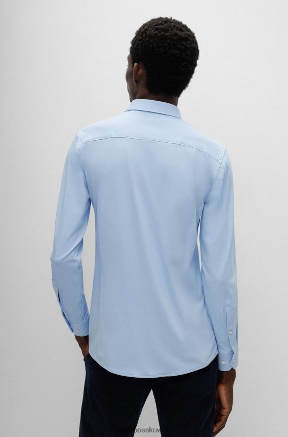 4TFNJN4284 أزرق فاتح Hugo Boss قميص أزرق فاتح بقصّة ضيّقة للغاية مصنوع من جيرسي هوغو عالي الأداء