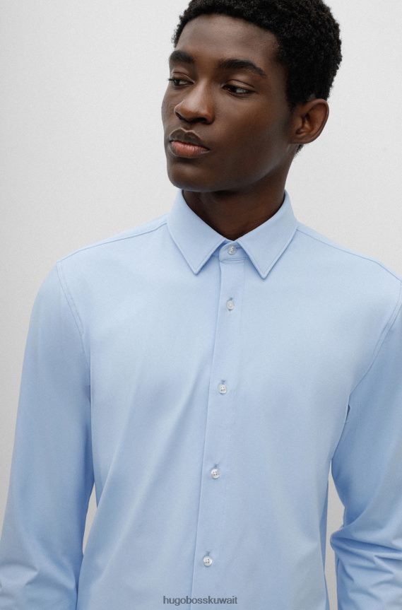 4TFNJN4284 أزرق فاتح Hugo Boss قميص أزرق فاتح بقصّة ضيّقة للغاية مصنوع من جيرسي هوغو عالي الأداء