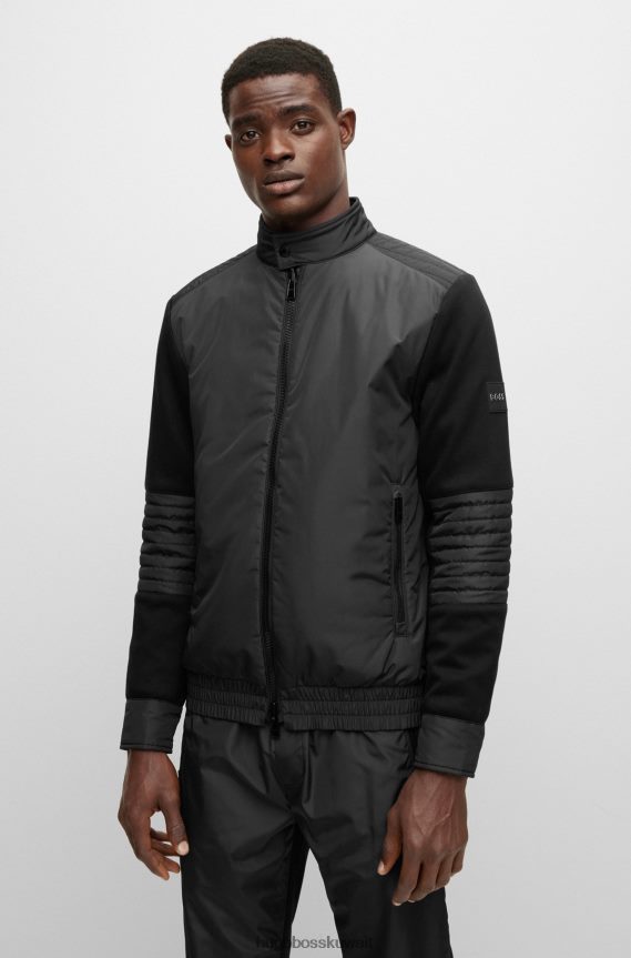 4TFNJN4304 أسود Hugo Boss سويت شيرت مبطن بسحاب على الوجهين مصنوع من مواد مختلطة باللون الأسود هوغو