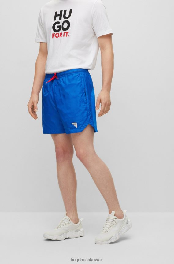 4TFNJN4311 أزرق Hugo Boss شورت هوغو أزرق مريح مع شعار عاكس مزخرف