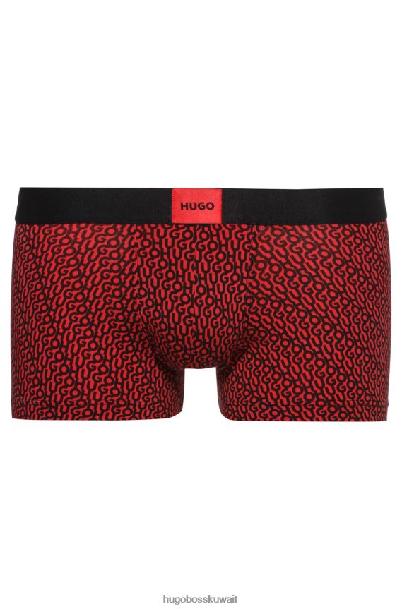 4TFNJN4315 أحمر فاتح Hugo Boss سروال من القطن المطاطي باللون الأحمر الفاتح مع شعار Hugo المتكرر