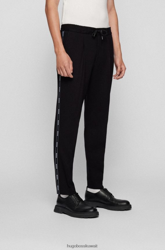 4TFNJN4325 أسود Hugo Boss Hugo بنطال مريح بشريط شعار الماركة أسود