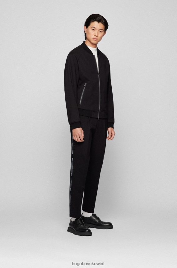 4TFNJN4325 أسود Hugo Boss Hugo بنطال مريح بشريط شعار الماركة أسود