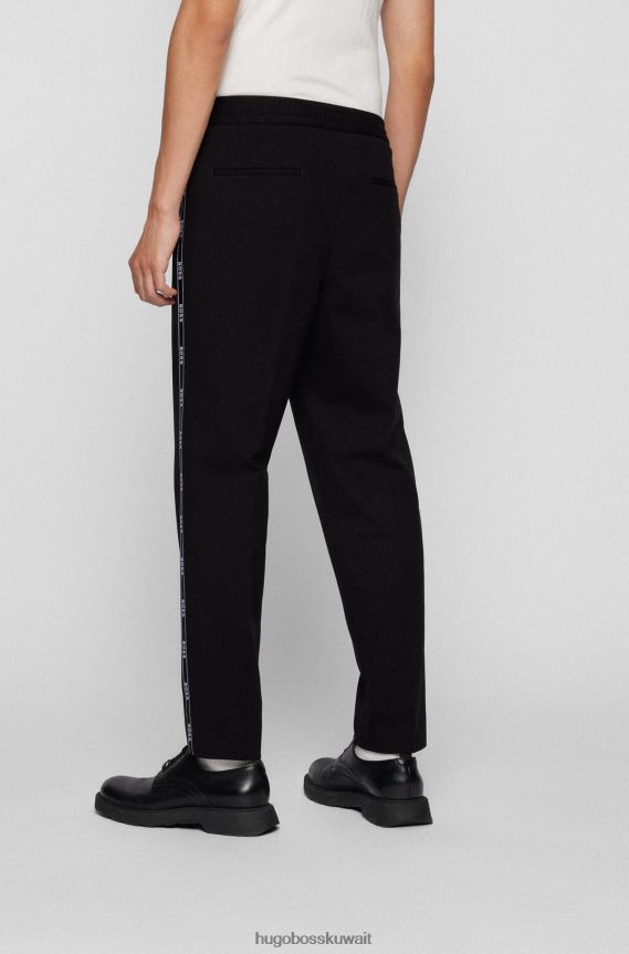 4TFNJN4325 أسود Hugo Boss Hugo بنطال مريح بشريط شعار الماركة أسود
