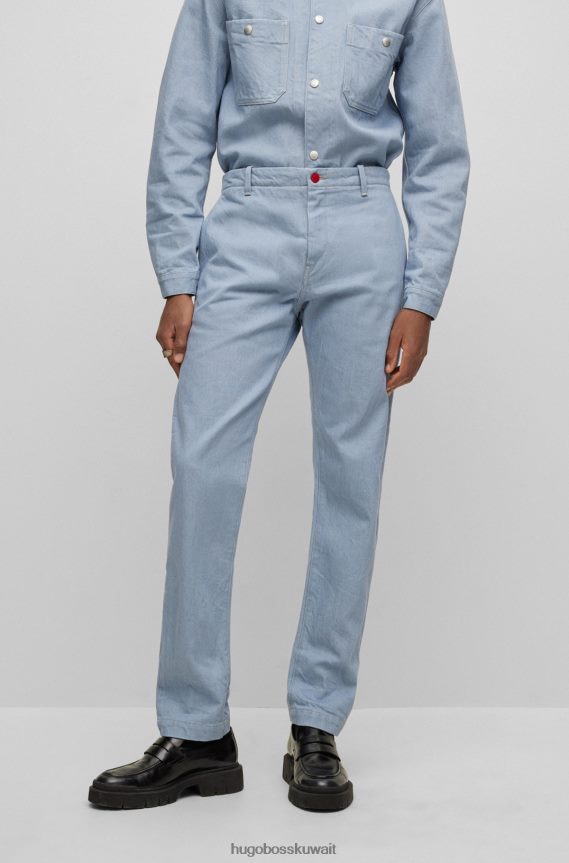 4TFNJN4327 أزرق فاتح Hugo Boss هوغو | Replay بنطال جينز Boyfriend-fit من قماش الدنيم المطاطي باللون الأزرق الفاتح