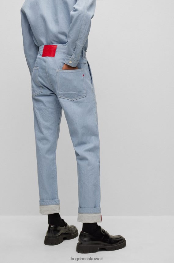 4TFNJN4327 أزرق فاتح Hugo Boss هوغو | Replay بنطال جينز Boyfriend-fit من قماش الدنيم المطاطي باللون الأزرق الفاتح